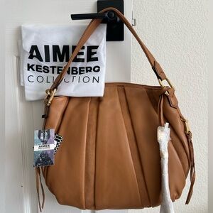 Aimee Kestenberg Cognac 100% Genuine Full Grain Cowhide Leather Shoulder Bag